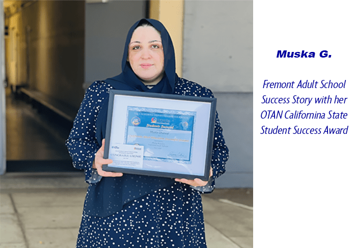 Mushka Gharwal was awarded the OTAN California State Student Success Award in April 2023